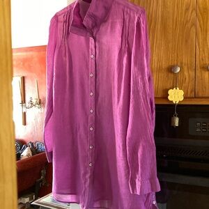 Beautiful semisheer raspberry colored tunic blouse